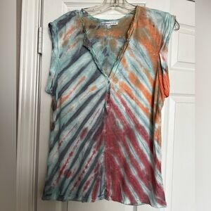 Young Fabulous and Broke V neck Tie Dye shirt